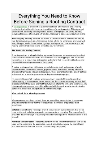 Everything You Need to Know Before Signing a Roofing Contract