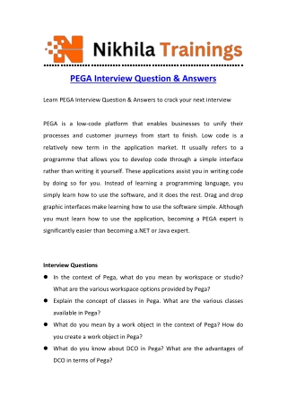 PEGA Interview Question & Answers