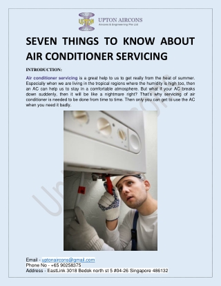 SEVEN THINGS TO KNOW ABOUT AIR CONDITIONER SERVICING