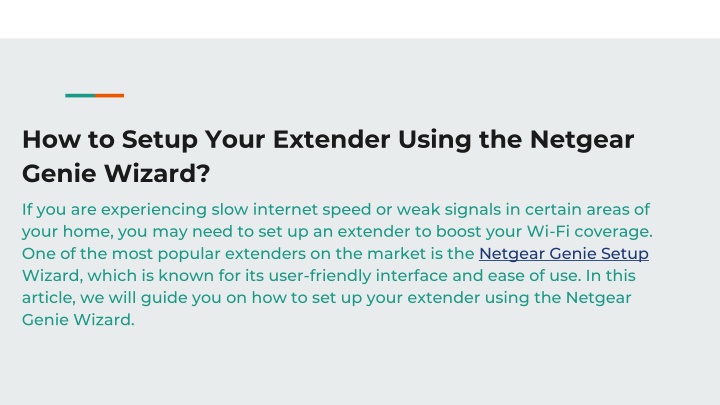 how to setup your extender using the netgear genie wizard