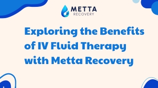 Exploring the Benefits of IV Fluid Therapy with Metta Recovery
