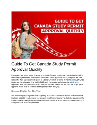 "Quick Approval of Canada Study Permit: Your Ultimate Guide"