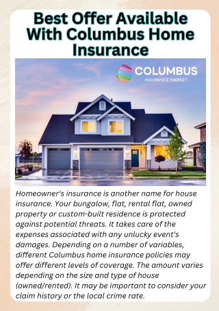 Best Offer Available with Columbus Home Insurance