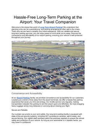 For Your Comfort, Secure Long-Term Airport Parking