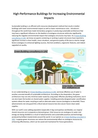 high high performance buildings for performance