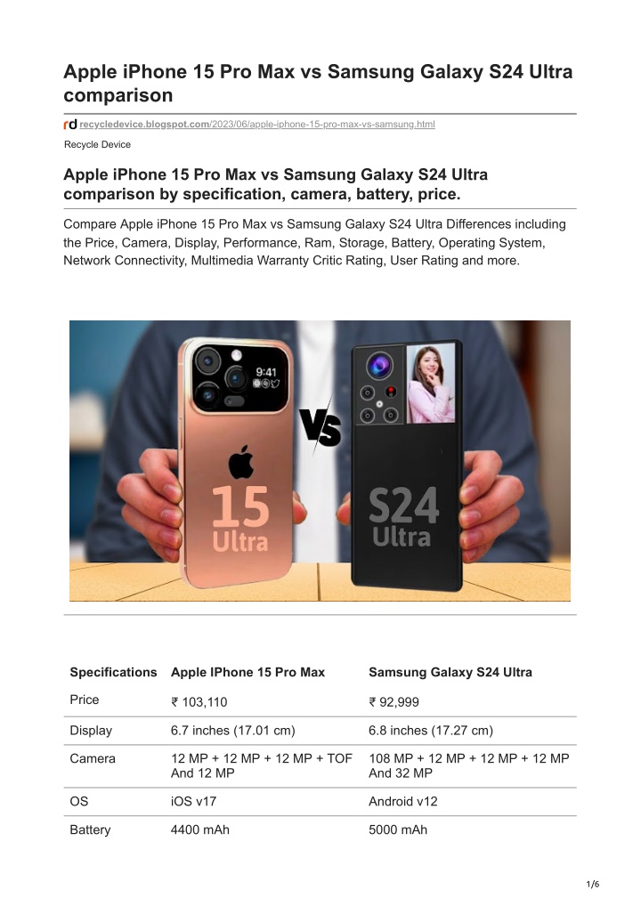 apple iphone 15 pro max vs samsung galaxy