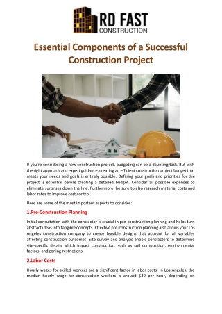 Essential Components of a Successful Construction Project