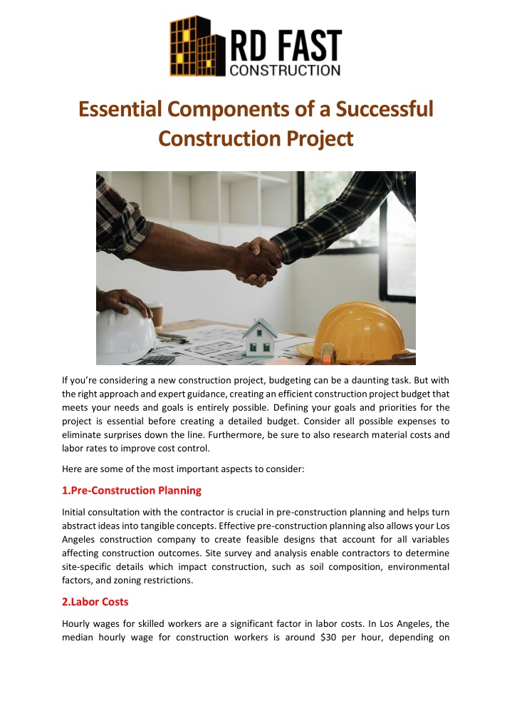 essential components of a successful construction