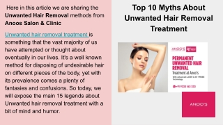top 10 myths about unwanted hair removal treatment