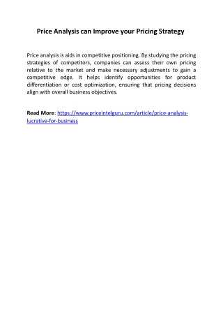 price analysis can improve your pricing strategy