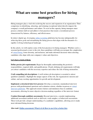 What are some best practices for hiring managers