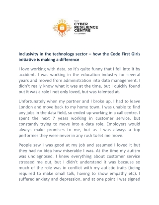 inclusivity in the technology sector how the code
