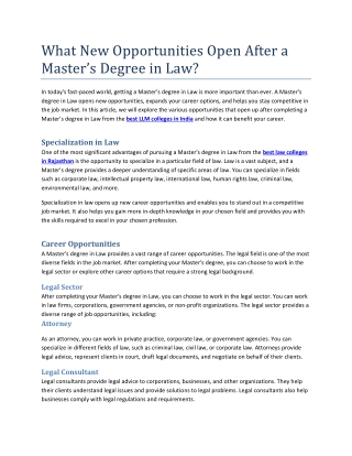 What New Opportunities Open After a Master’s Degree in Law?