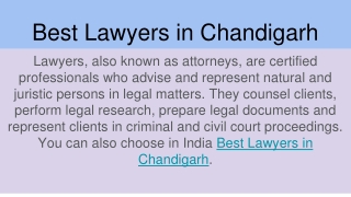 Best Lawyers in Chandigarh