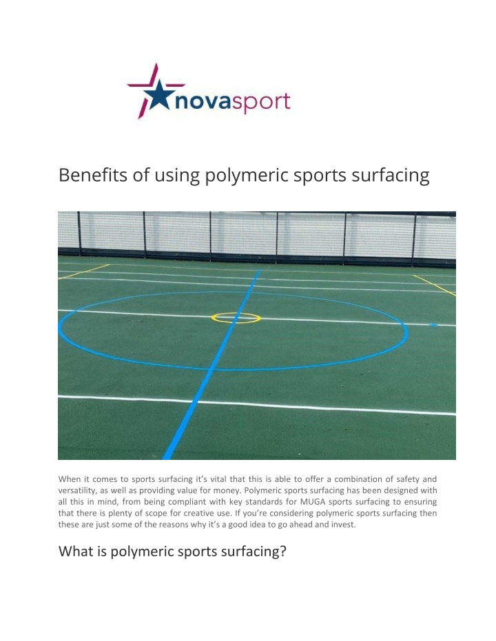 benefits of using polymeric sports surfacing