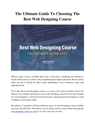 The Ultimate Guide To Choosing The Best Web Designing Course 2023
