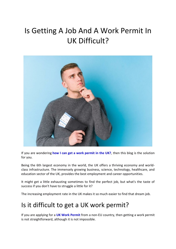 is getting a job and a work permit in uk difficult