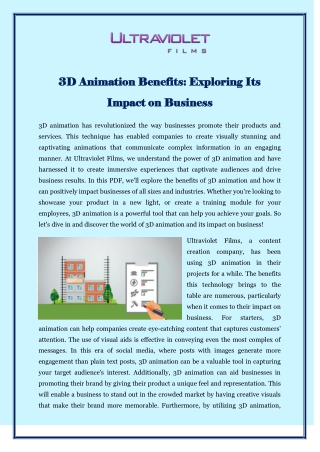 3D Animation Benefits Exploring Its Impact on Business