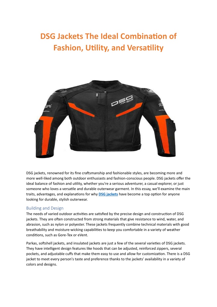 dsg jackets the ideal combination of fashion