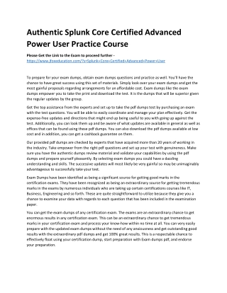 authentic splunk core certified advanced power