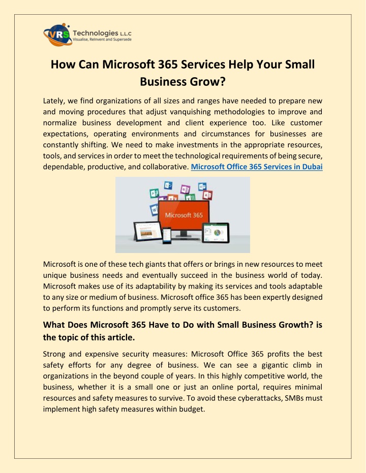 how can microsoft 365 services help your small