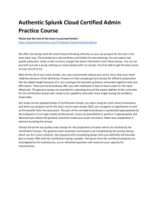 authentic splunk cloud certified admin practice