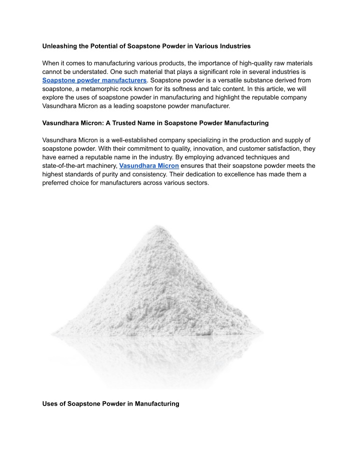 unleashing the potential of soapstone powder