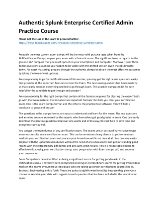 authentic splunk enterprise certified admin