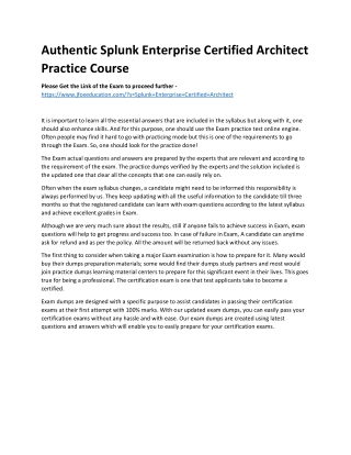 authentic splunk enterprise certified architect