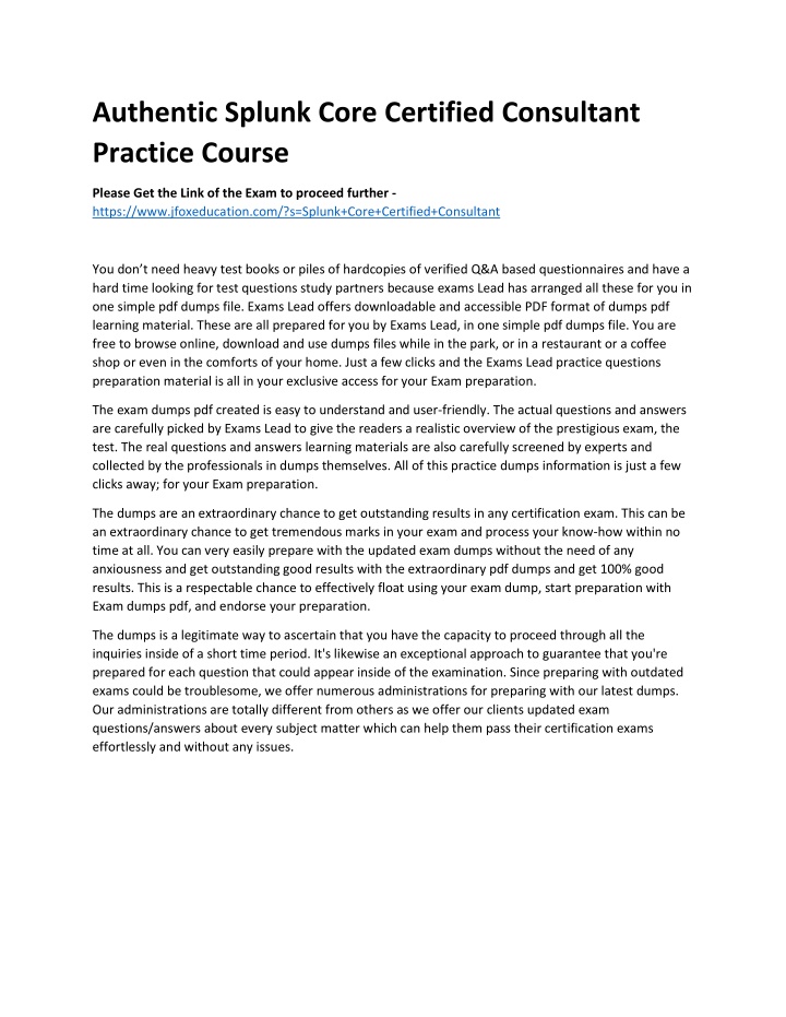 authentic splunk core certified consultant