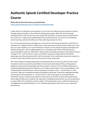 authentic splunk certified developer practice
