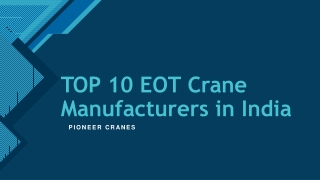 TOP 10 EOT Crane Manufacturers in India