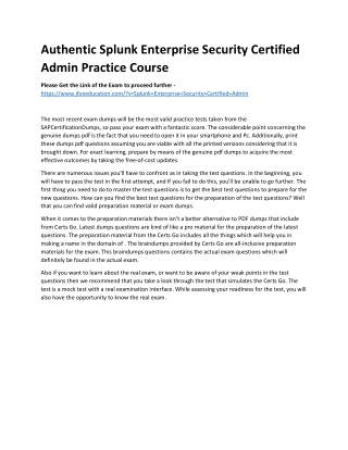 authentic splunk enterprise security certified