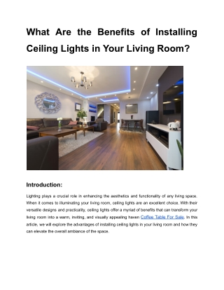 What Are the Benefits of Installing Ceiling Lights in Your Living Room