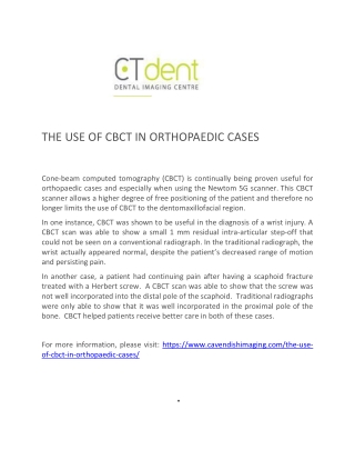 the use of cbct in orthopaedic cases