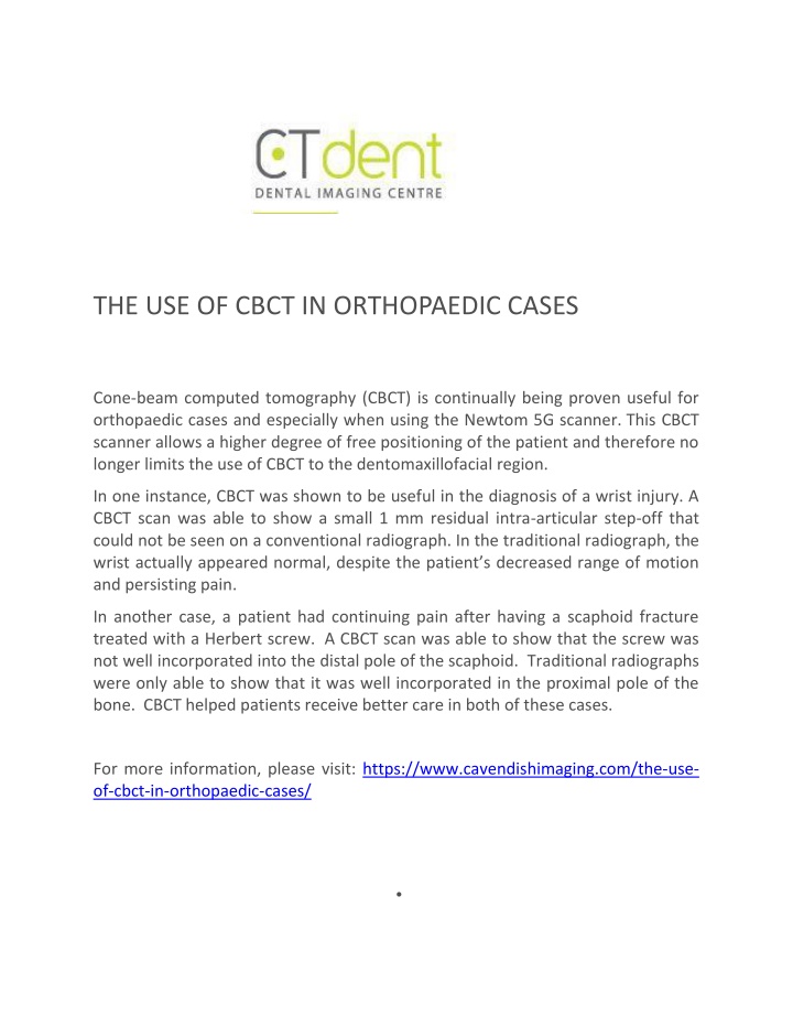 PPT - The Use Of CBCT In Orthopaedic Cases - CT Dent Ltd PowerPoint ...