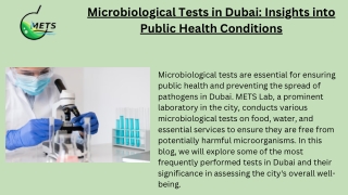 Microbiological Tests in Dubai Insights into Public Health Conditions