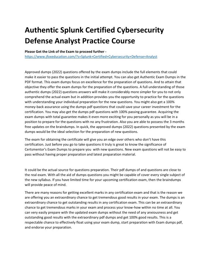 authentic splunk certified cybersecurity defense