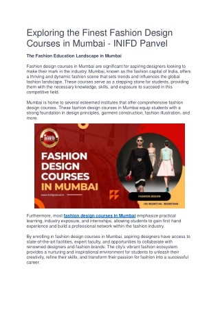 Fashion Design Courses in Mumbai