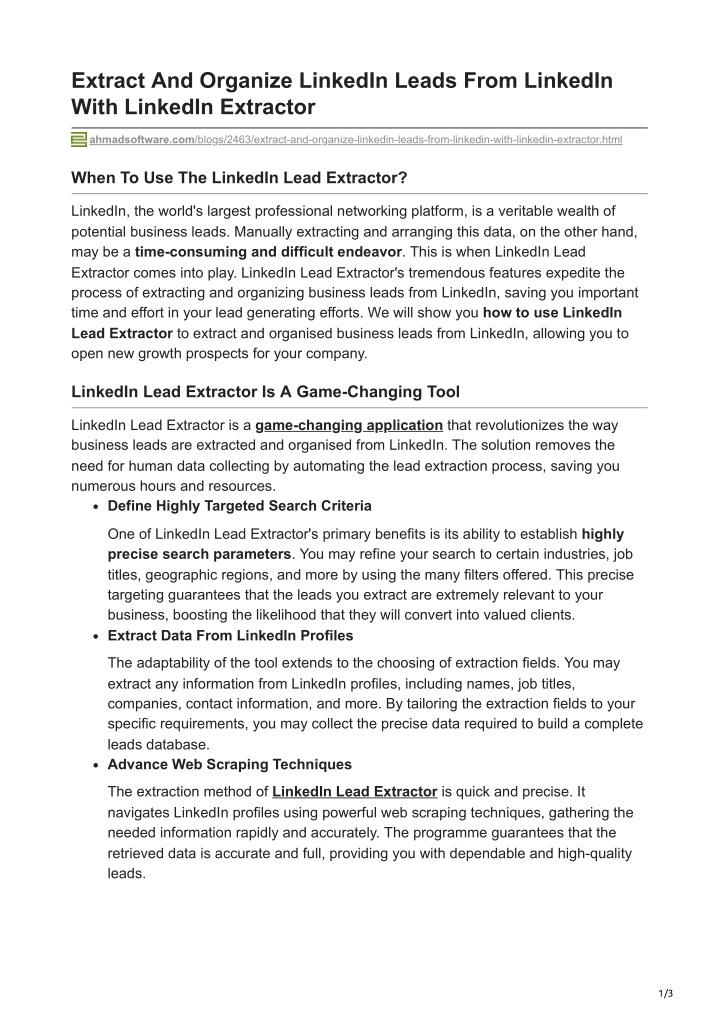 extract and organize linkedin leads from linkedin
