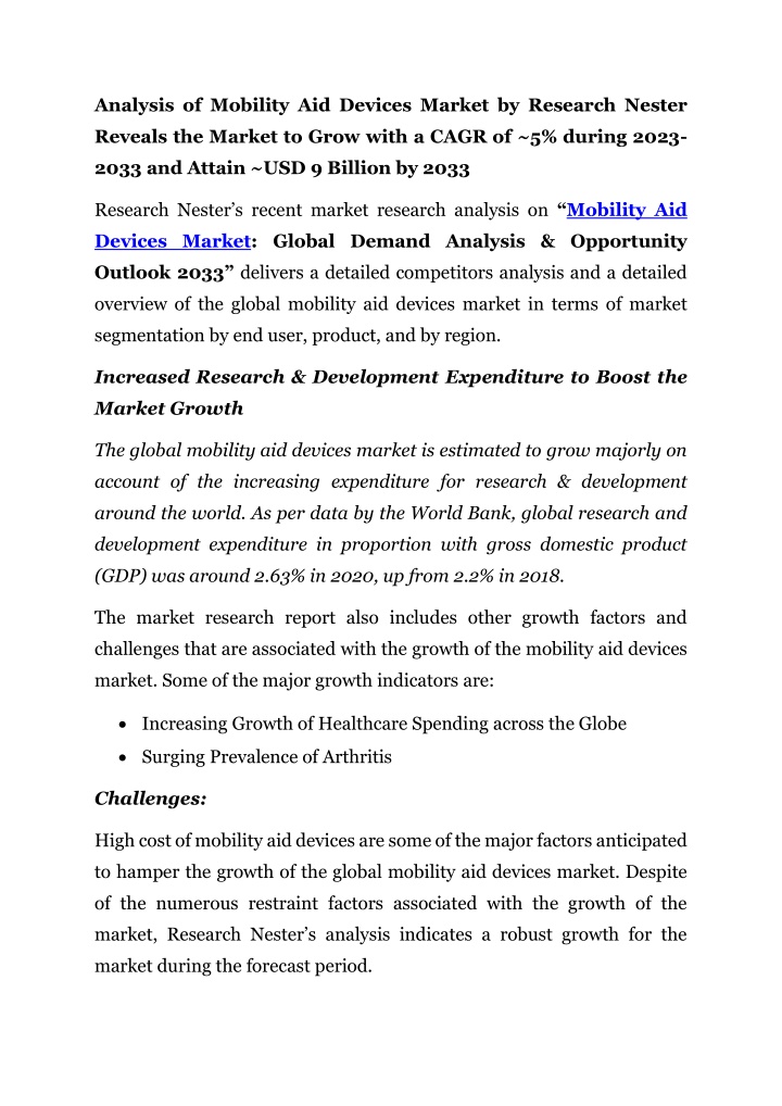 analysis of mobility aid devices market