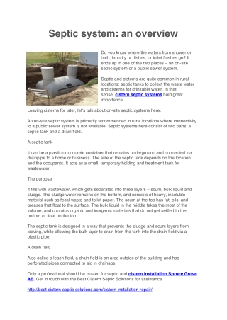 septic system an overview