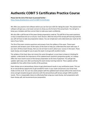 authentic cobit 5 certificates practice course
