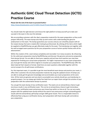 authentic giac cloud threat detection gctd