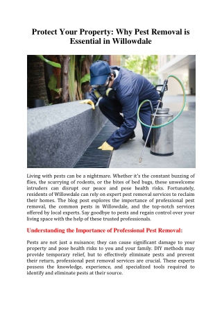 Protect Your Property Why Pest Removal is Essential in Willowdale
