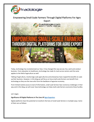 empowering small empowering small scale farmers