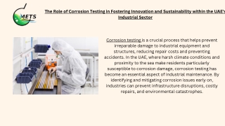 The Role of Corrosion Testing in Fostering Innovation and Sustainability within the UAE's Industrial Sector