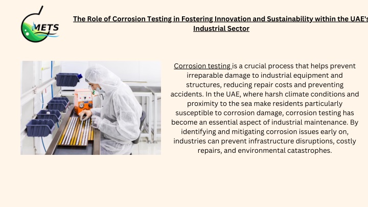 the role of corrosion testing in fostering