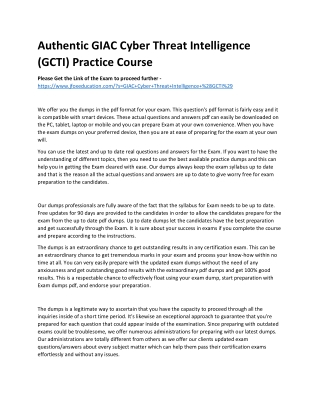 authentic giac cyber threat intelligence gcti