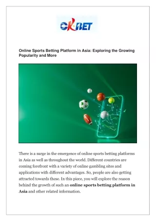 Online Sports Betting Platform in Asia: Exploring the Growing Popularity and Mor